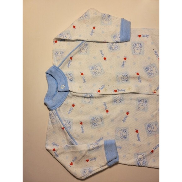 Royal Heir Baby Teddy Bear Sleeper White Large Blue Red Snaps Footies Pajama USA - Picture 3 of 16